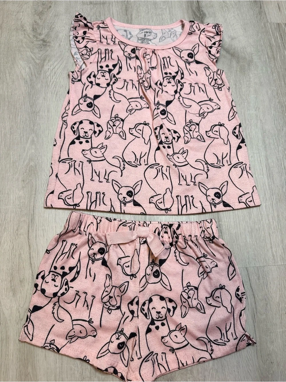 Kids - 3 for $10 - Pink Puppy Print Pajama Set - Soft Short Sleeve & Shorts